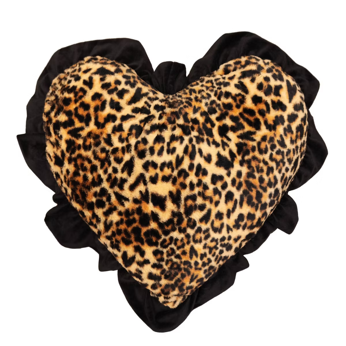 Mingled Threads Leopard Faux Fur Heart Shape Throw Pillow Beige | Target