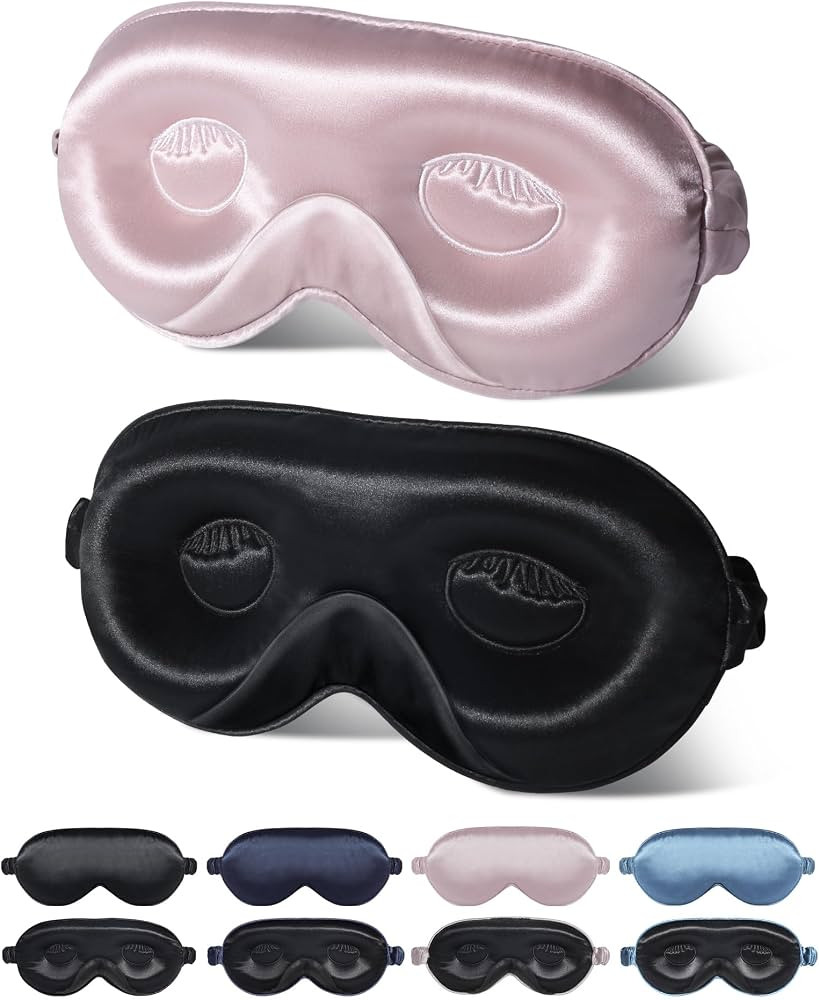 BeeVines 2 Pack 3D Contoured Sleep Mask 22 Momme Mulberry Silk Sleeping Eye Masks, Weighted Eye C... | Amazon (US)