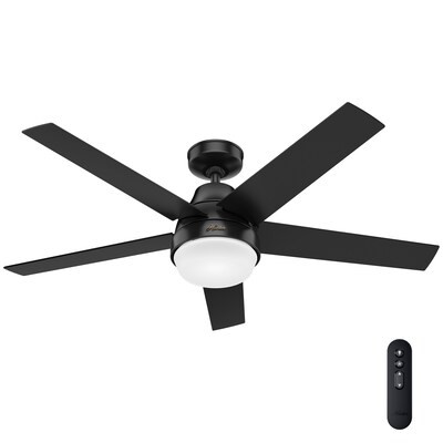 Hunter Aerodyne 52-in Matte Black LED Indoor Smart Ceiling Fan with Light and Remote (5-Blade) Lo... | Lowe's