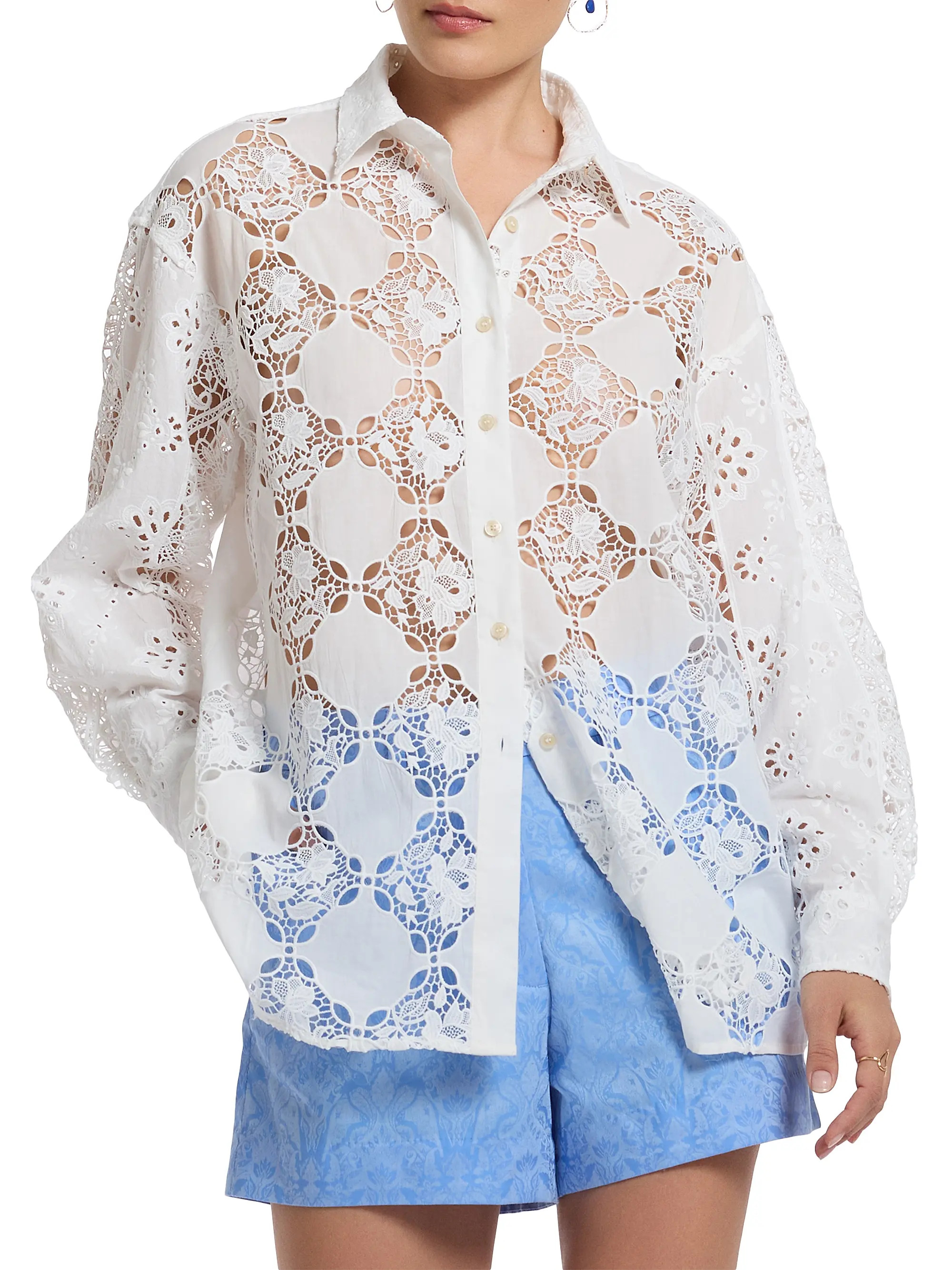 Robert GrahamLola Oversized Lace Shirt | Saks Fifth Avenue