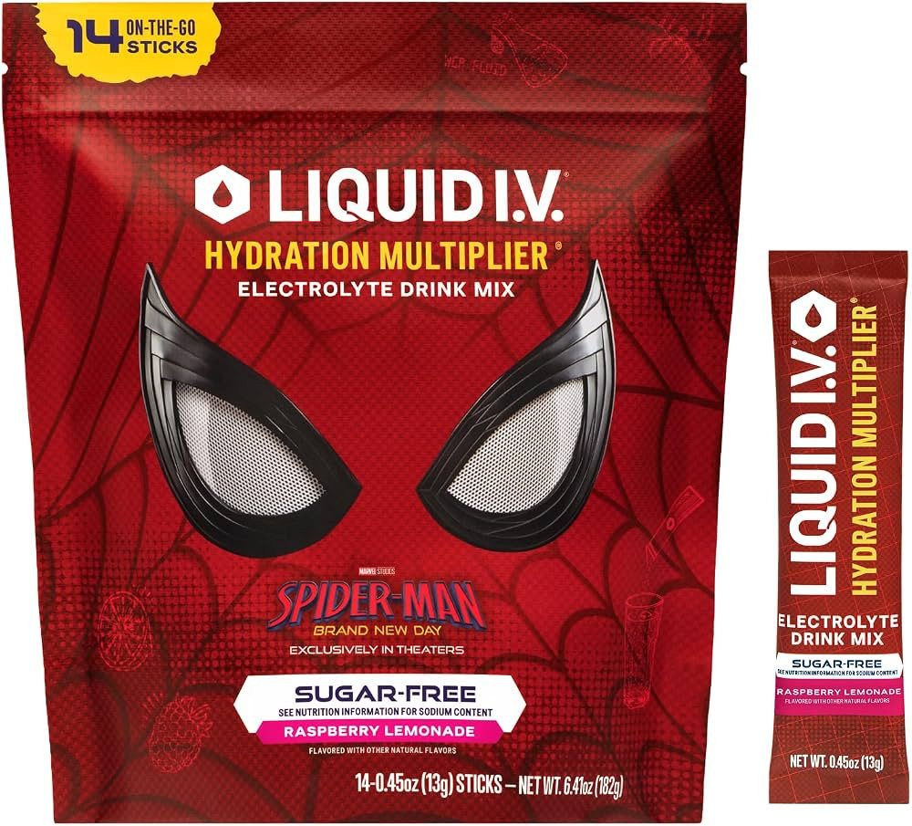 Liquid I.V. Sugar Free Electrolyte, Spider-Man Raspberry Lemonade, 14 Count | Amazon (US)