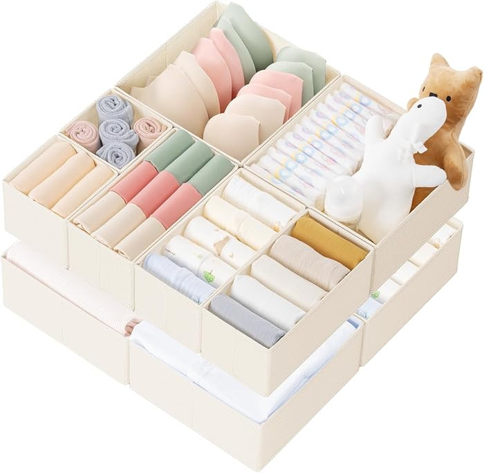 Criusia Drawer Organizer Clothes, 10 Pack Dresser Organizer for Baby Clothes, Underwear, Sock- Fo... | Amazon (US)