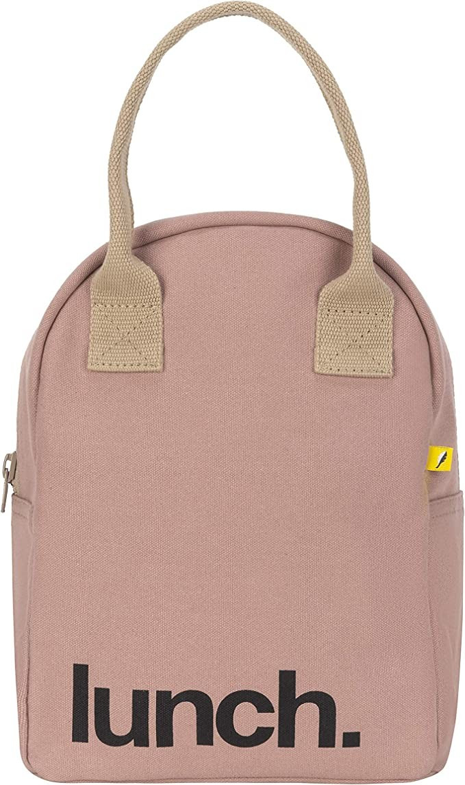 Fluf Zipper Lunch Bag | Organic Cotton Lunch Tote for Men, Women & Kids (Mauve / Pink) | Amazon (US)