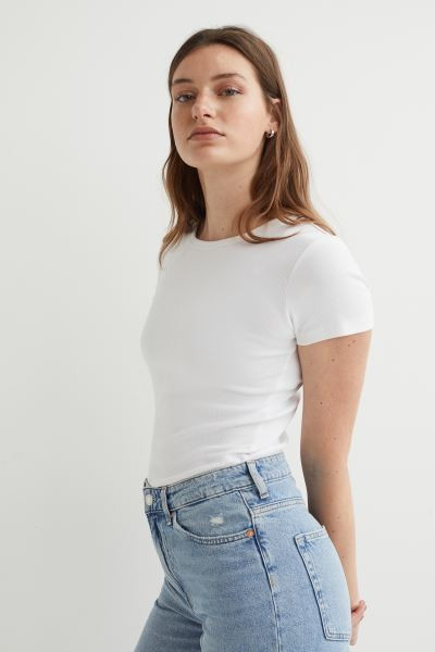 Ribbed Cotton T-shirt | H&M (US + CA)