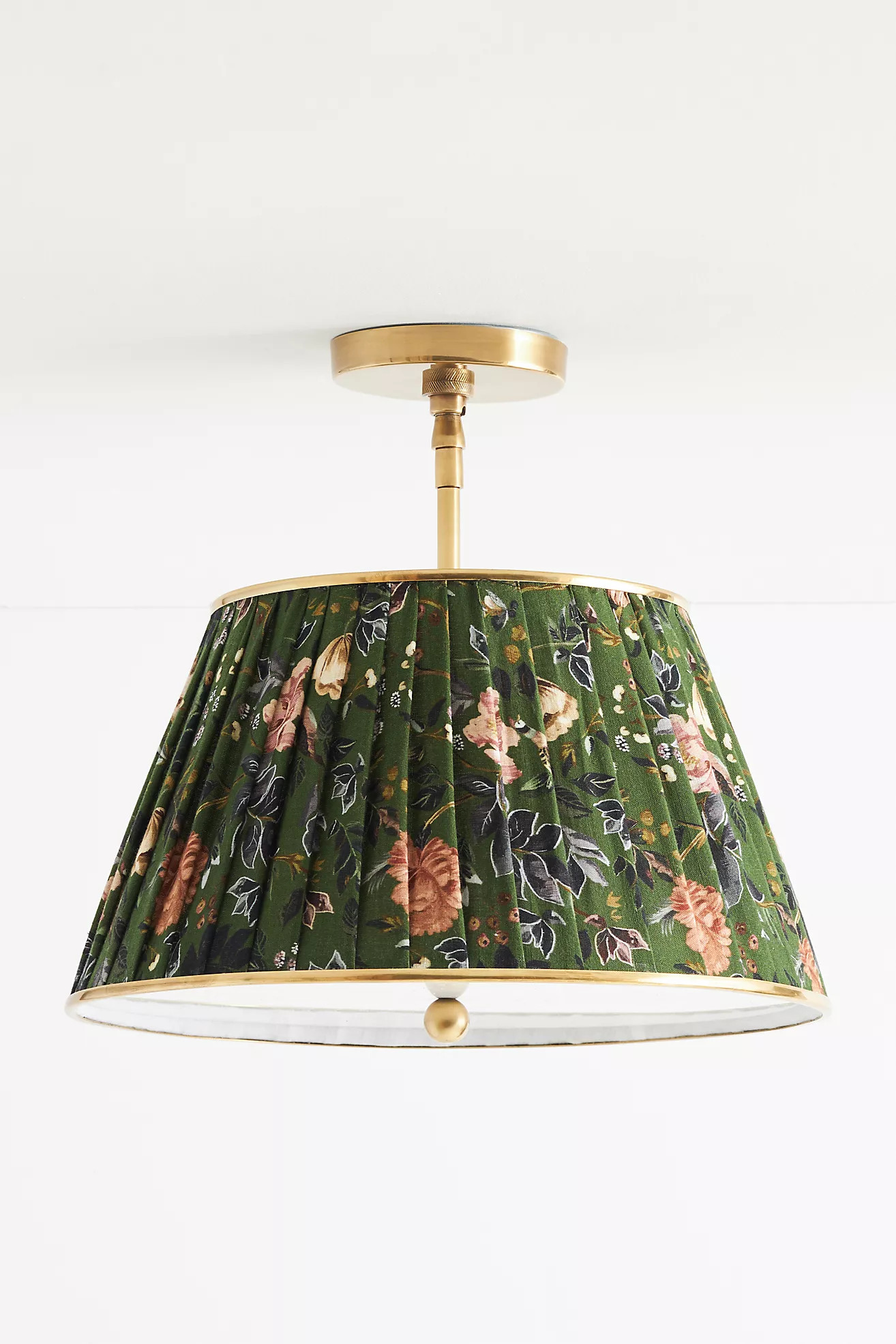Lee Brass 16" Ruched Printed Semi-Flush Mount Light | Anthropologie (US)