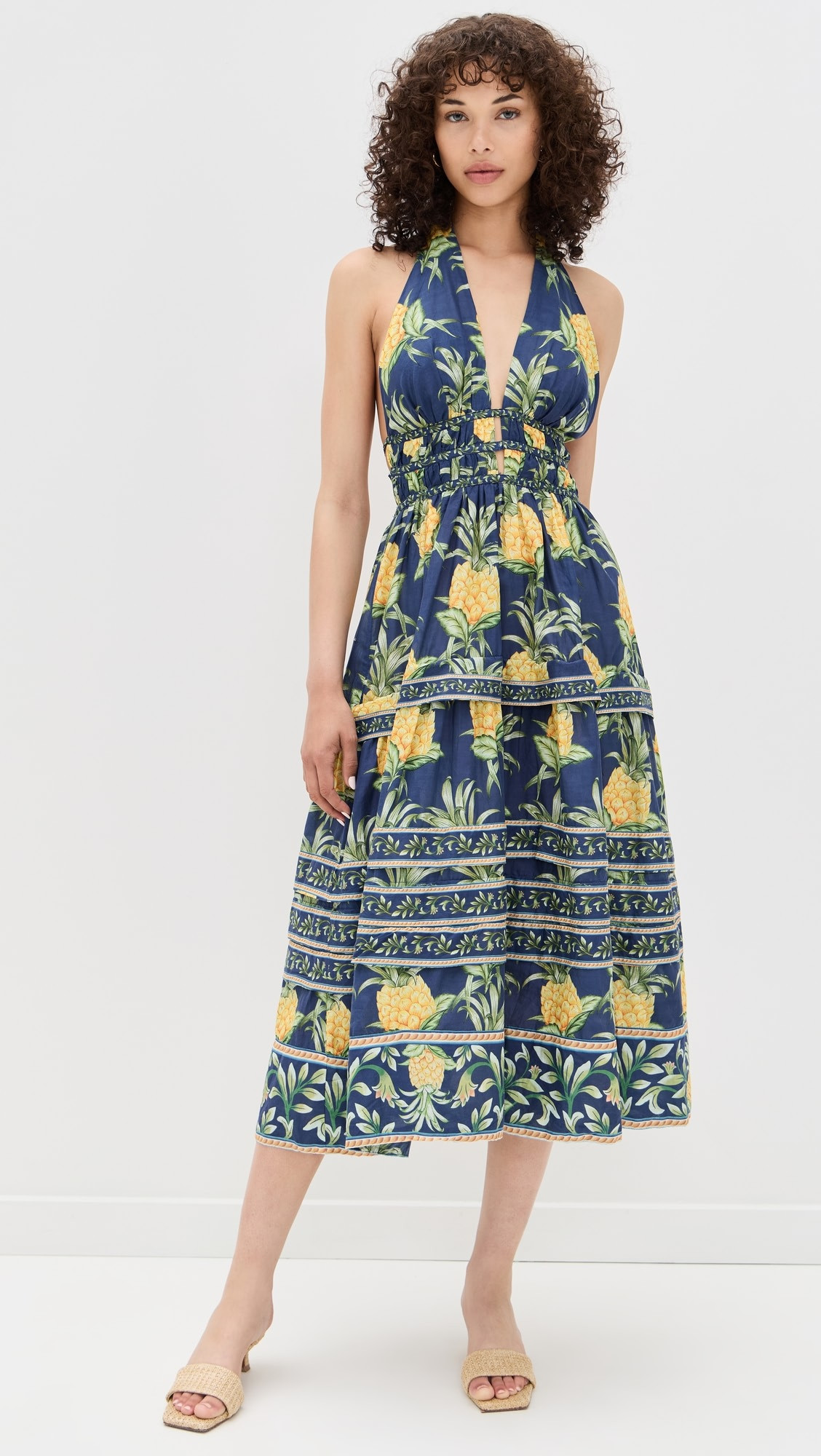 Delicate Pineapple Navy Blue Midi Dress | Shopbop