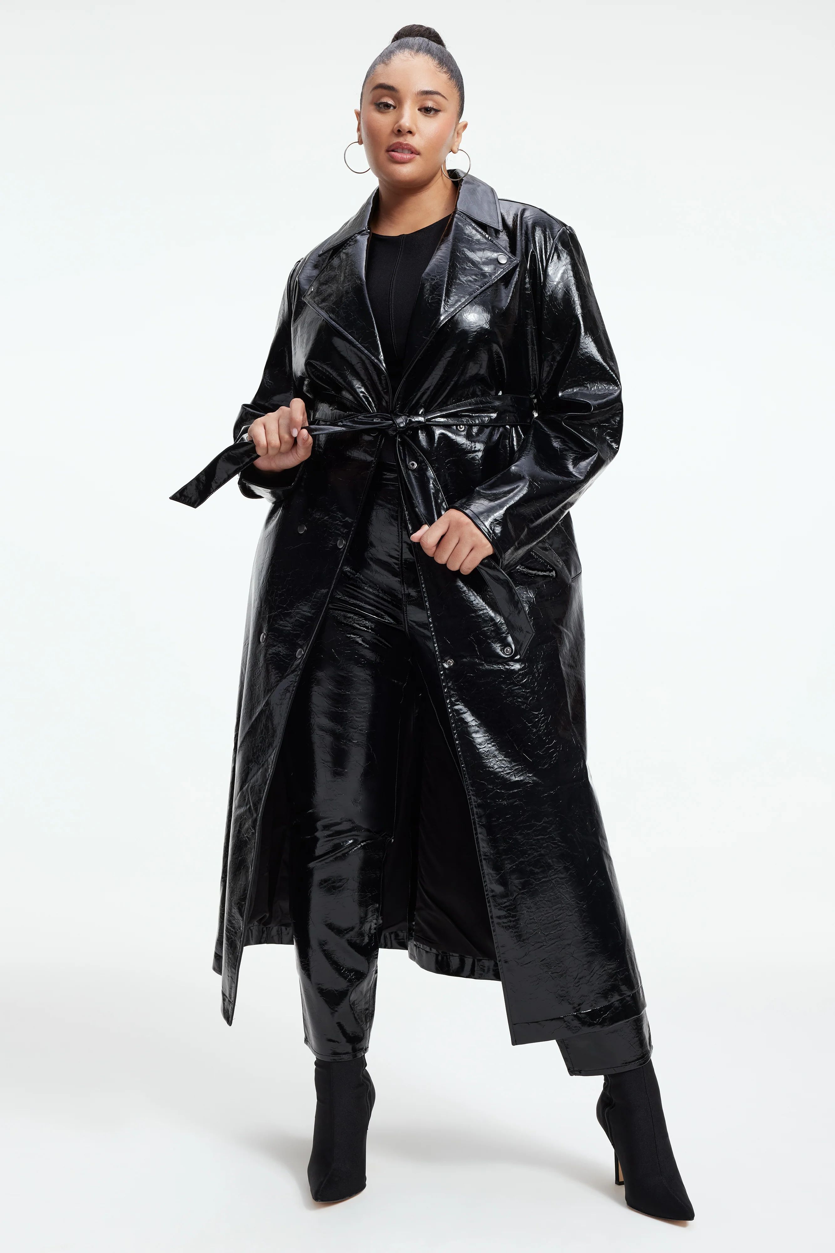 FAUX LEATHER TRENCH COAT | BLACK001 | Good American