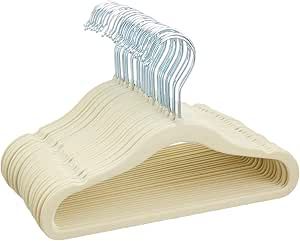 Amazon Basics Kids Velvet, Non-Slip Clothes Hangers, Beige - Pack of 30 | Amazon (US)