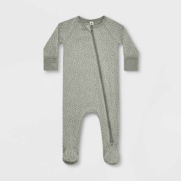Q by Quincy Mae Baby Rayon from Bamboo Zipper Footed Pajama - Slate Green | Target