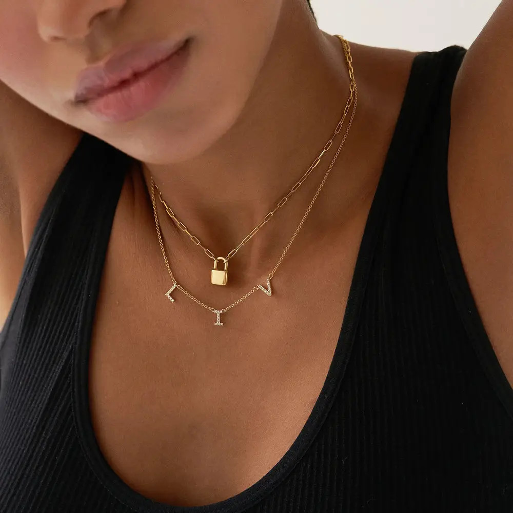 Zoe Initial Necklace with Diamonds - Gold Vermeil | Oak & Luna (US)