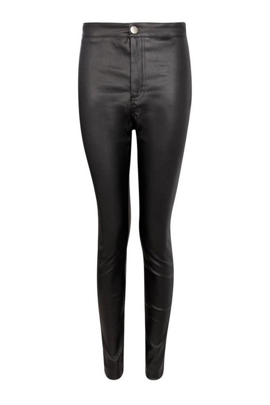 High Waist Matte Faux Leather Skinny Pants | Boohoo.com (US & CA)
