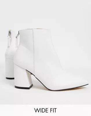 RAID Wide Fit Wynter heeled ankle boots in white | ASOS (Global)