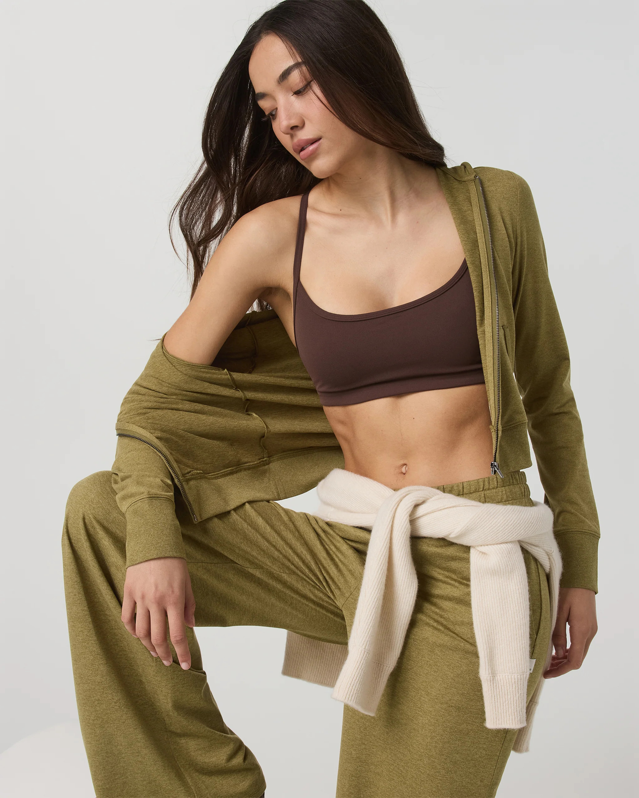 Halo Mini Full Zip Hoodie – Saguaro Heather Cropped Hoodie – Vuori | Vuori Clothing (US & Canada)