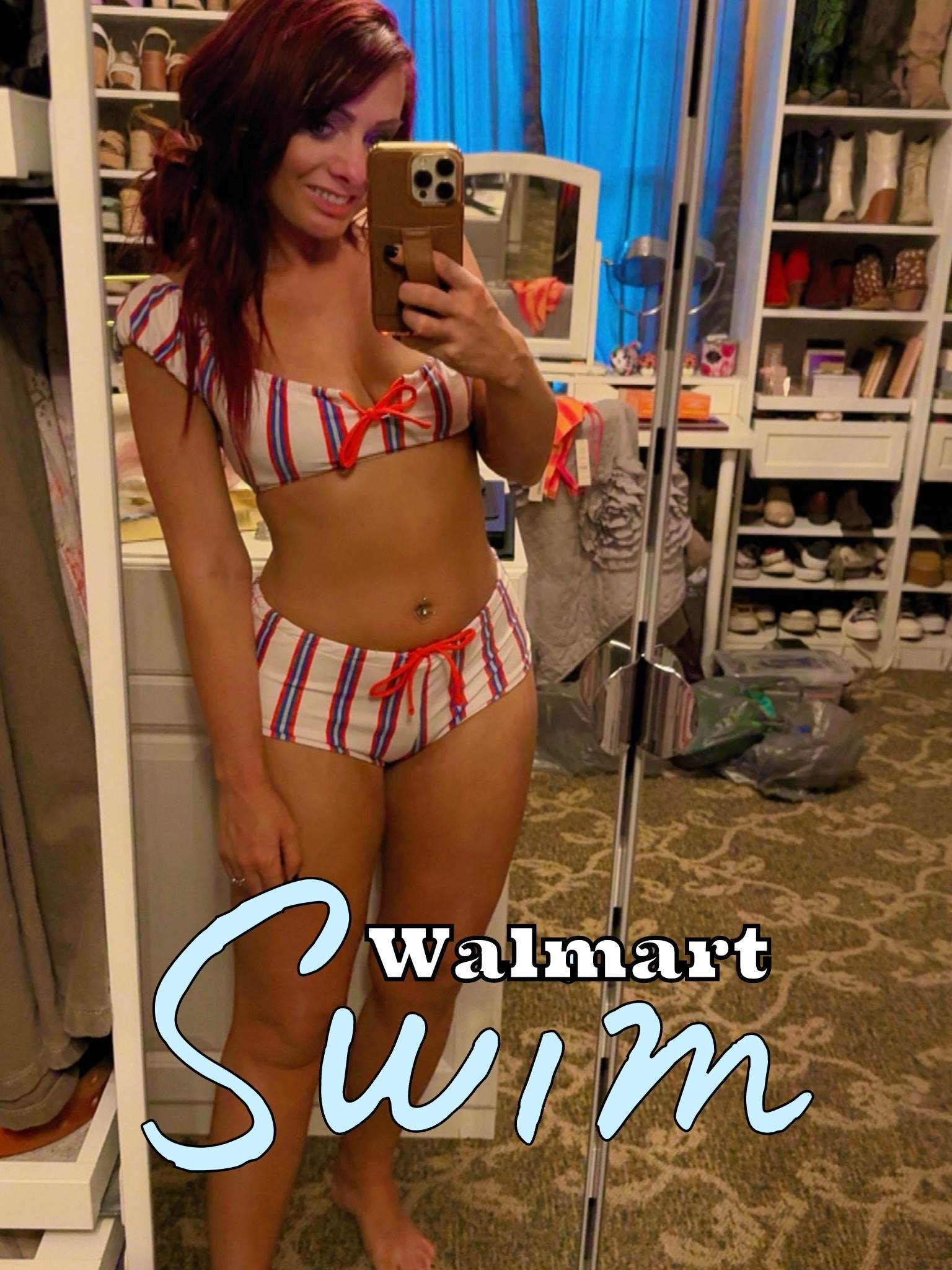 Guyssss…. Did I just find my new favorite swimsuit at Walmart for $30?!? 
I’ve looked at sooo many swimsuits over the last couple months & nothing really jumped out at me or $200+ & still were “just okay.” So glad I found this at Walmart today (& also - I’m normally not a big RW&B girlie either). Ohhh, and did I mention they’re swim separates for $15/piece (so you’re not forced into making the same size top & bottoms work or buying 2 sets)  🙌🏼 
Runs pretty TTS, maybe slightly oversized. I got a XS in the top & M in the bottoms.

#LTKSwim #LTKSeasonal #LTKPetite