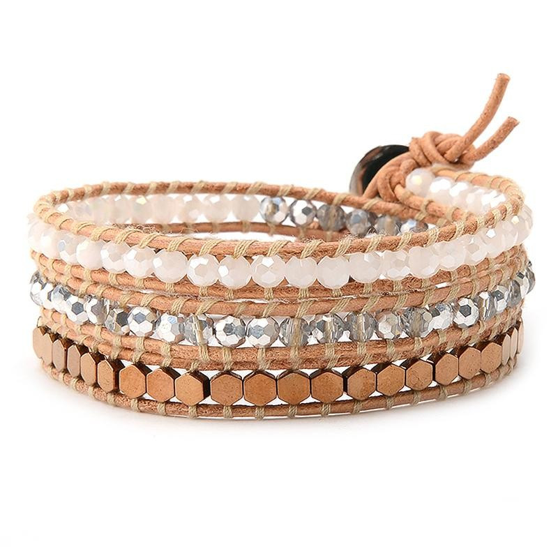 Bronze Beads with Crystals on Natural | Victoria Emerson