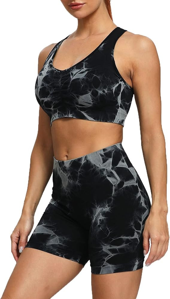 Aoxjox Asset Seamless Workout Sets for Women Sports Bras Biker Shorts Set 2 Piece Yoga Fitness Ou... | Amazon (US)