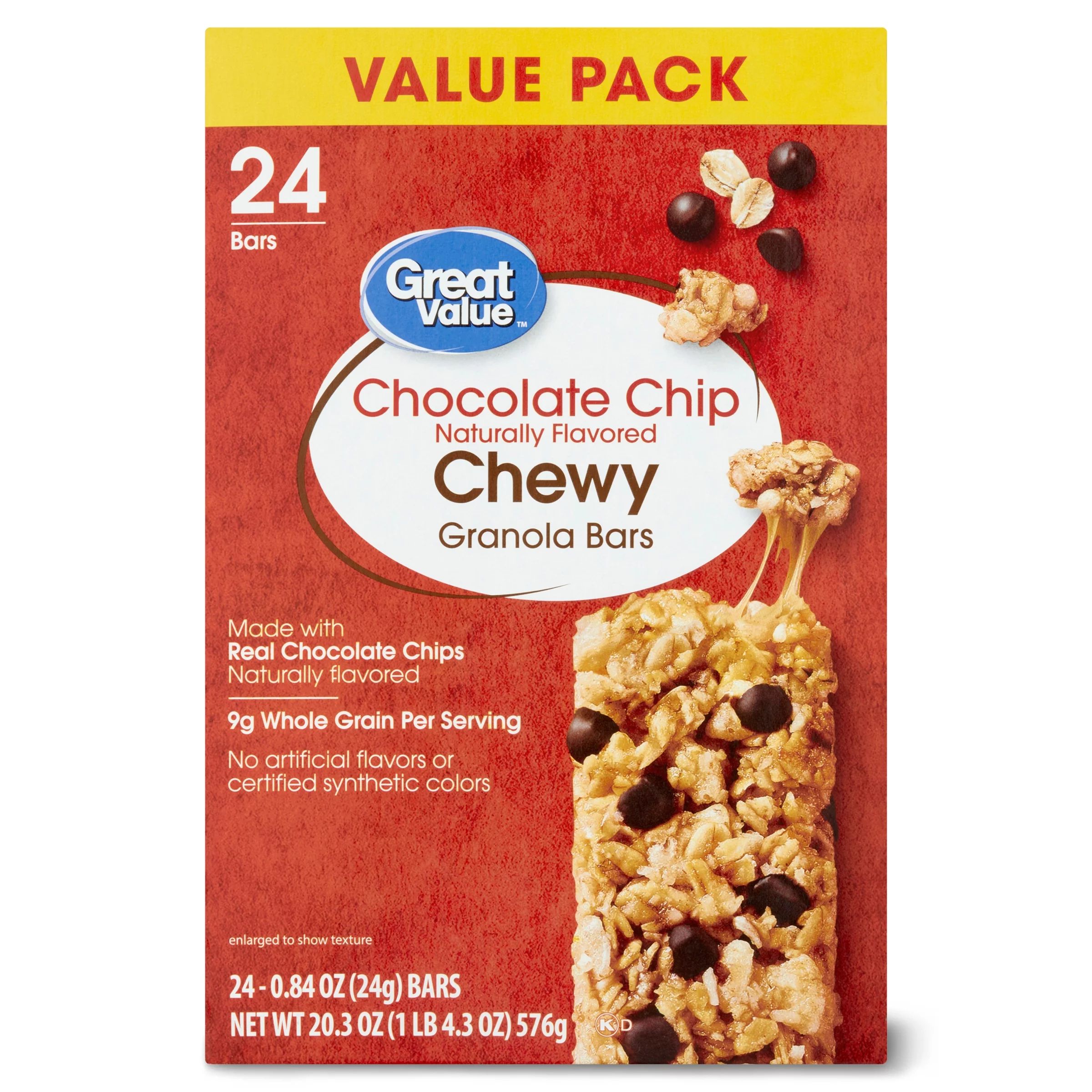Great Value Chewy Chocolate Chunk Granola Bars, Value Pack, 20.3 oz, 24 Count - Walmart.com | Walmart (US)