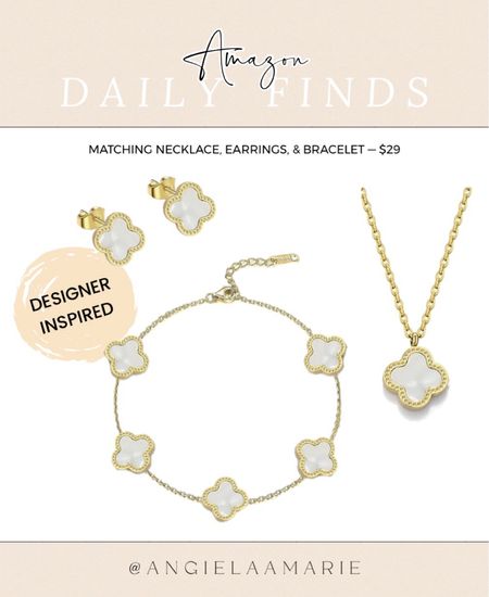 Daily Amazon finds 🤩 This designer inspired matching necklace, earrings, & bracelet set come highly reviewed & only $29! 



Amazon fashion. Target style. Walmart finds. Maternity. Plus size. Winter. Fall fashion. White dress. Fall outfit. SheIn. Old Navy. Patio furniture. Master bedroom. Nursery decor. Swimsuits. Jeans. Dresses. Nightstands. Sandals. Bikini. Sunglasses. Bedding. Dressers. Maxi dresses. Shorts. Daily Deals. Wedding guest dresses. Date night. white sneakers, sunglasses, cleaning. bodycon dress midi dress Open toe strappy heels. Short sleeve t-shirt dress Golden Goose dupes low top sneakers. belt bag Lightweight full zip track jacket Lululemon dupe graphic tee band tee Boyfriend jeans distressed jeans mom jeans Tula. Tan-luxe the face. Clear strappy heels. nursery decor. Baby nursery. Baby boy. Baseball cap baseball hat. Graphic tee. Graphic t-shirt. Loungewear. Leopard print sneakers. Joggers. Keurig coffee maker. Slippers. Blue light glasses. Sweatpants. Maternity. athleisure. Athletic wear. Quay sunglasses. Nude scoop neck bodysuit. Distressed denim. amazon finds. combat boots. family photos. walmart finds. target style. family photos outfits. Leather jacket. Home Decor. coffee table. dining room. kitchen decor. living room. bedroom. master bedroom. bathroom decor. nightsand. amazon home. home office. Disney. Gifts for him. Gifts for her. tablescape. Curtains. Apple Watch Bands. Hospital Bag. Slippers. Pantry Organization. Accent Chair. Farmhouse Decor. Sectional Sofa. Entryway Table. Designer inspired. Designer dupes. Patio Inspo. Patio ideas. Pampas grass.  


#LTKWorkwear #LTKEurope #LTKBrasil 

#LTKVideo #LTKGiftGuide #LTKKids #LTKBeauty #LTKFestival #LTKMens #LTKOver40 #LTKFindsUnder50 #LTKBaby #LTKStyleTip #LTKSwim #LTKTravel #LTKSeasonal #LTKFamily #LTKFitness #LTKSaleAlert #LTKFindsUnder100 #LTKWedding #LTKHome #LTKBump #LTKParties #LTKItBag #LTKShoeCrush #LTKU #LTKMidsize #LTKActive