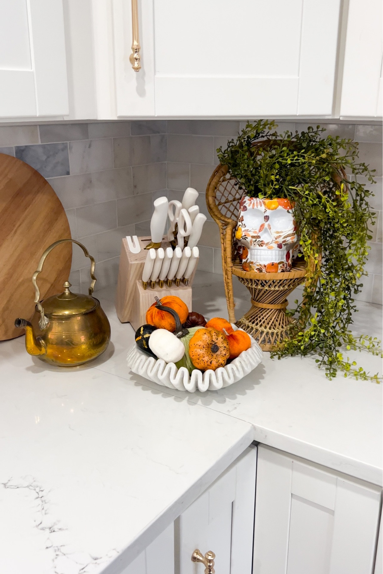 Kitchen fall decor. The wicker peacock plant chair is thrifted but here is a similar one!

#LTKHalloween #LTKsalealert #LTKhome