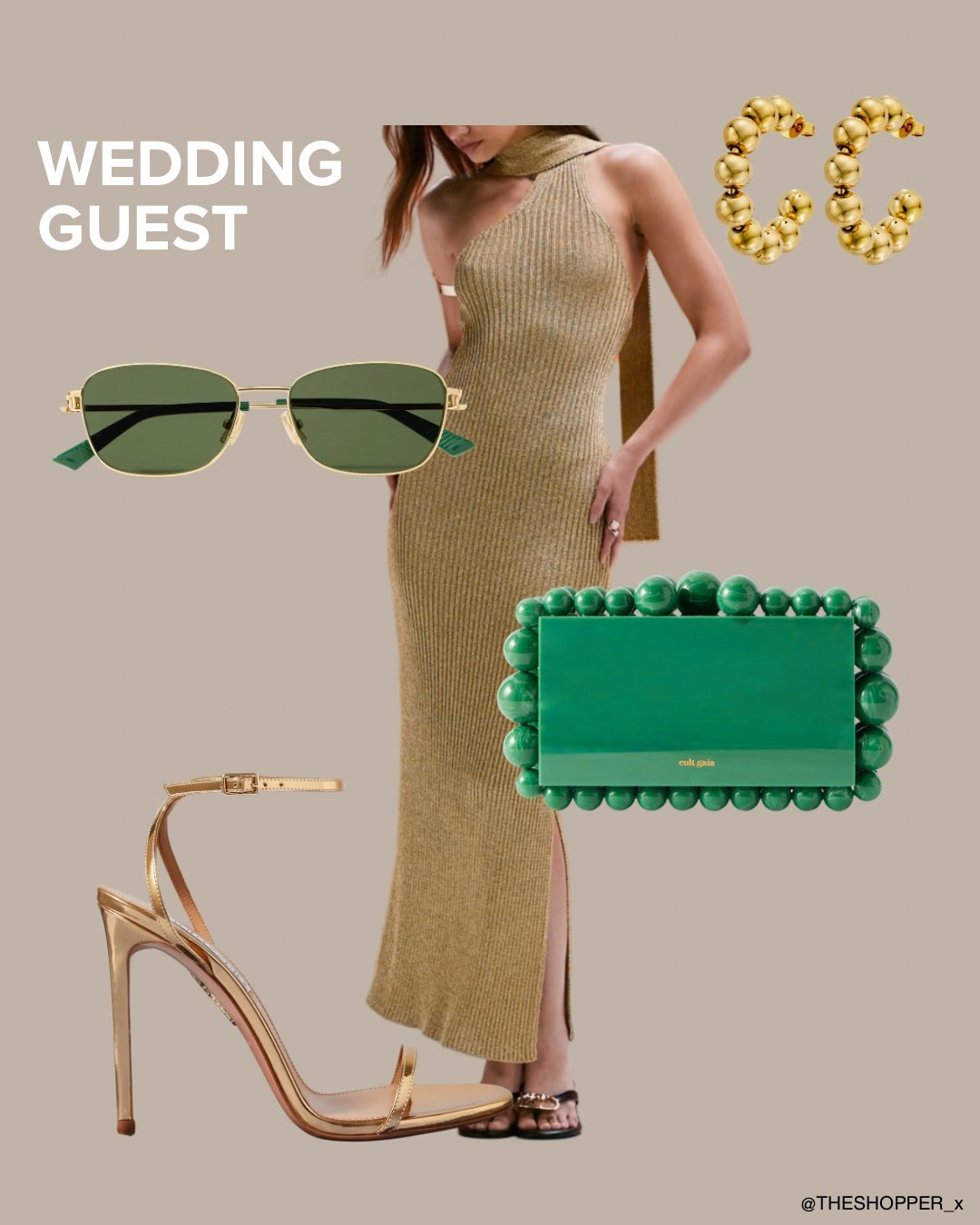 Wedding Guest
Halterneck maxi slit dress sleeveless, gold earrings, sunglasses in green gold, green pearl handbag clutch, gold ankle strap heels

#LTKuk #LTKwedding #LTKsummer