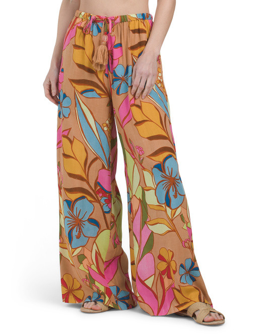 Printed Challis Wide Leg Cover-up Pants | TJ Maxx