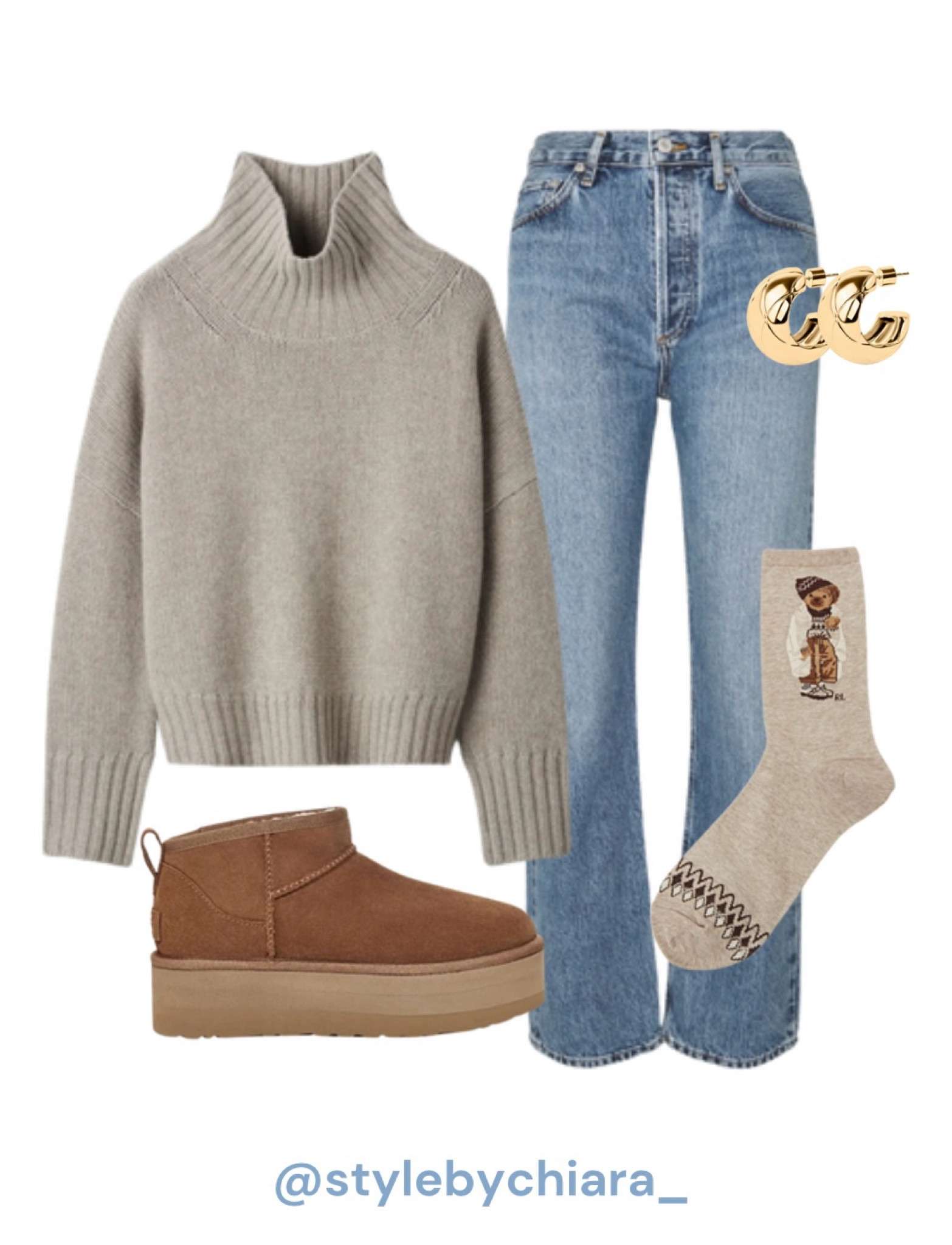 Cozy look🧸
Tags: beige cashmere sweater blue jeans khaite danielle polo bear socks ralph lauren ultra mini platform ugg autumnfashion 

#LTKeurope #LTKshoes #LTKautumn