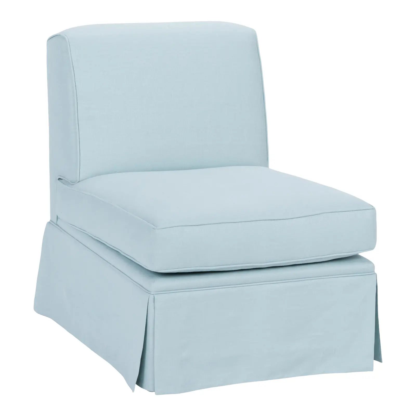 Casa Cosima Skirted Slipper Chair in Porcelain Blue | Chairish