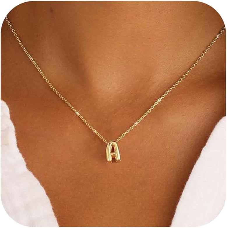 Bubble Letter Necklace Initial Necklaces for Women Dainty Personalized Charm Pendant Name Necklac... | Amazon (US)