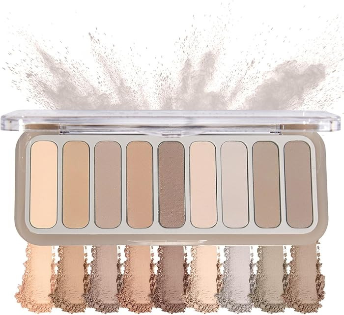 9-Color Matte Eyeshadow Palette, Neutral Smoky Eyes in Taupe & Gray Brown, Waterproof & Long Last... | Amazon (US)