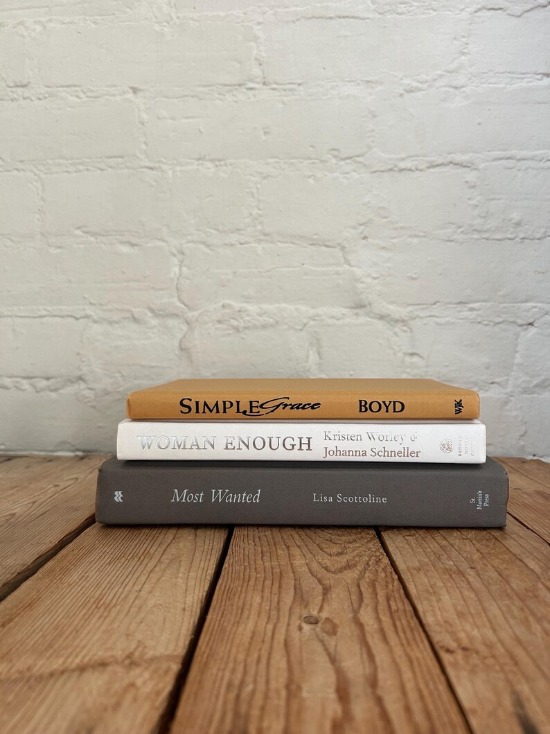 Tan White and Gray Book Stack, White Gray Tan Book Decor, Decorative Staging Prop Books, Neutral ... | Etsy (US)