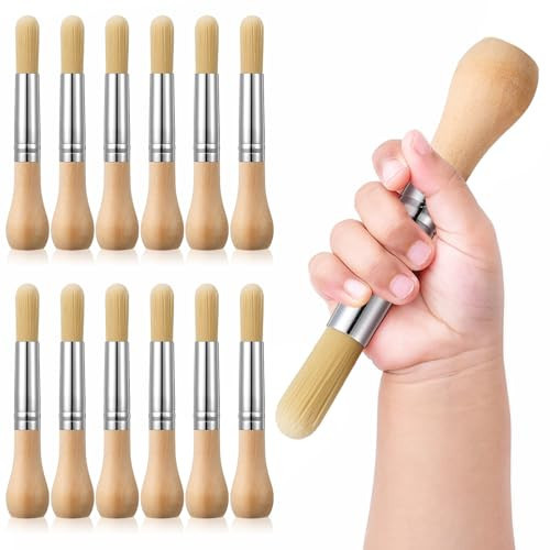 Sinload 12 Pcs Watercolor Paint Brushes for Kid Baby Toddler Jumbo Brushes with Wood Handles Easy to Grip Round Chubby Paintbrushes Non Toxic Vegan Bristles for Painting Art Supplies Craft Projects | Amazon (US)