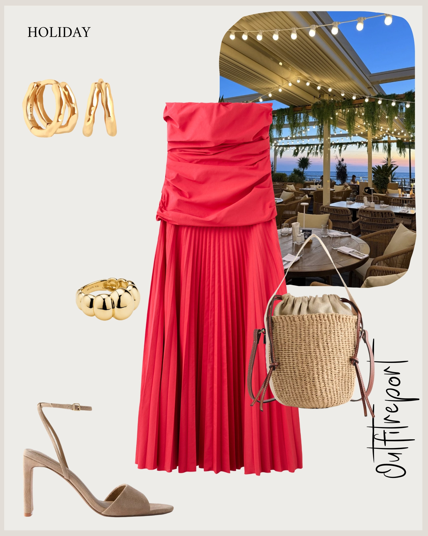 Vacation holiday outfit for restaurant dinner in nude heels and red maxi dress 

#LTKeurope #LTKsummer #LTKspring