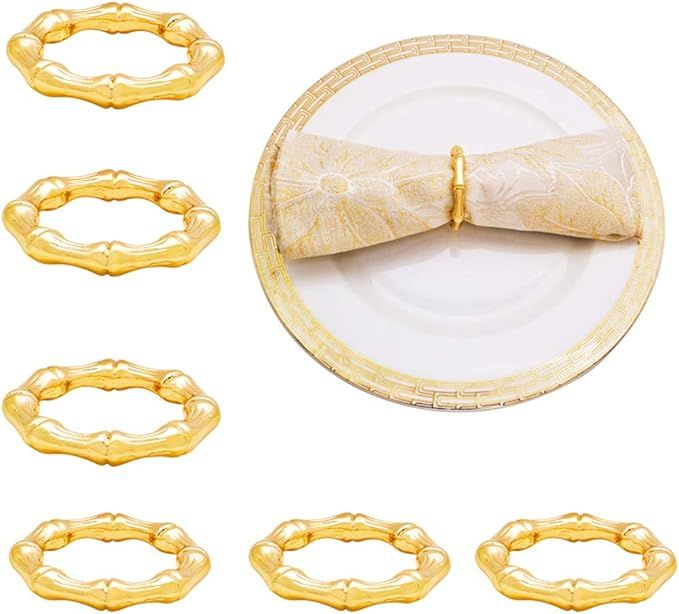 NAGU Napkin Rings Set of 6 - Super Clean Bamboo Shoot Style Napkin Holder Rings for Home Table Se... | Amazon (US)
