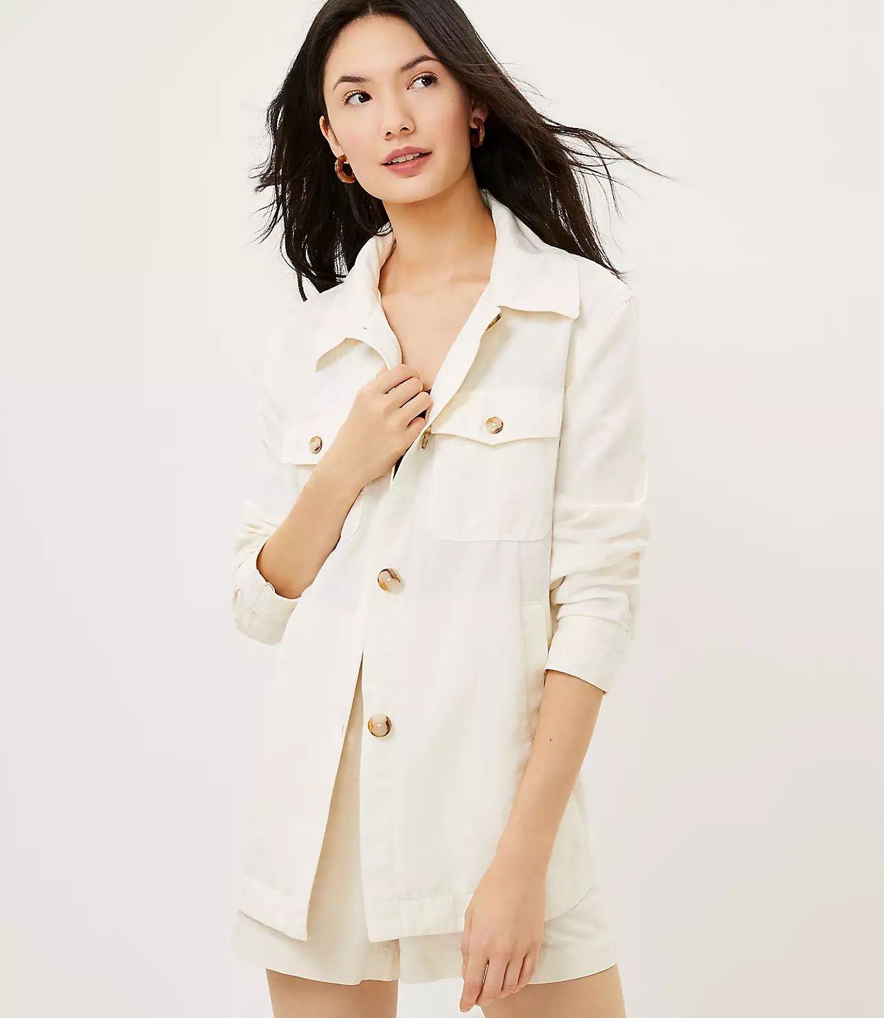 Twill Shirt Jacket | LOFT