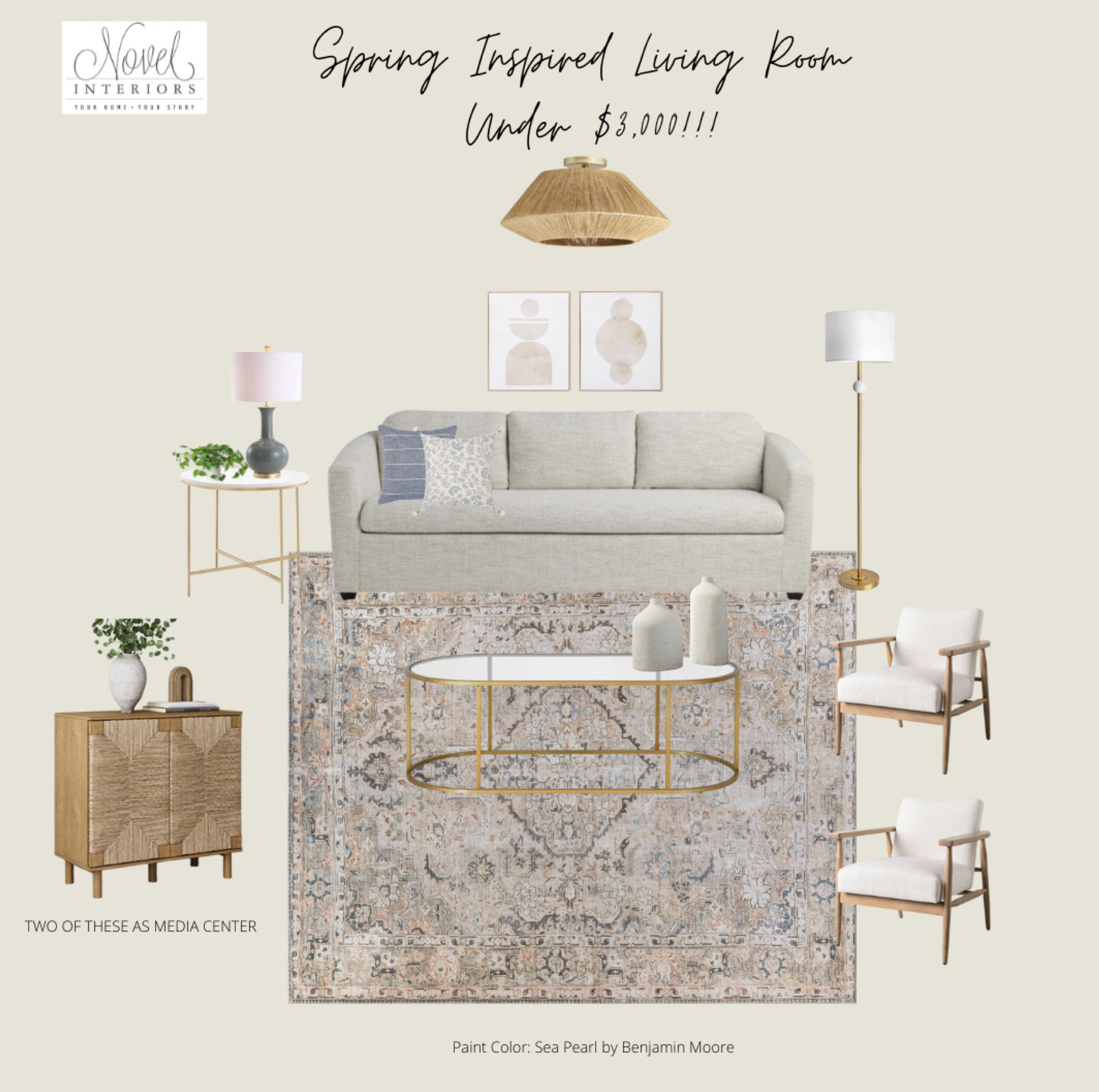 Fun and pretty spring inspired living room! Aiming to bring beautiful and COMPLETE rooms - including accents - for under 3K! This came in around $3300 for all 15 products! Quite a bargain! 

#LTKFind #LTKhome #LTKSale