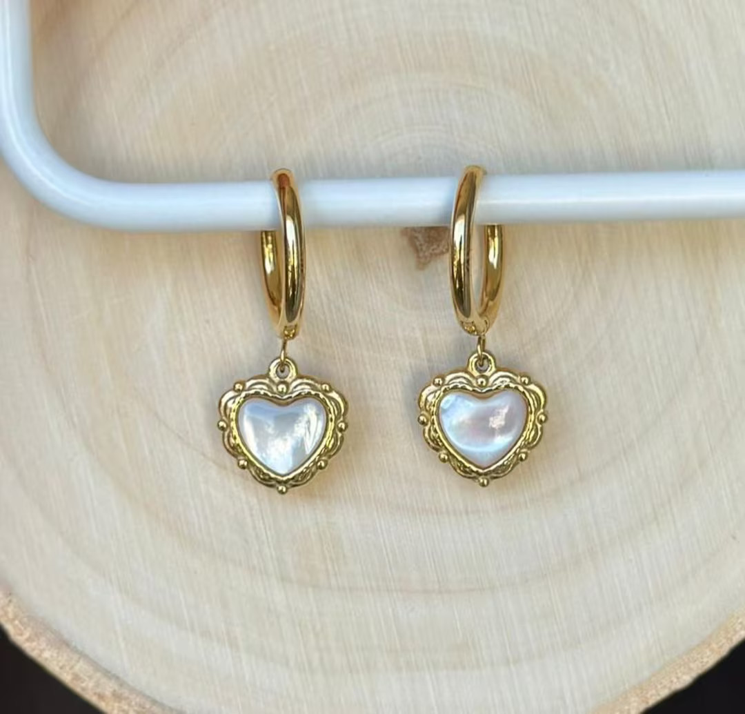18K Gold Filled Heart Earrings, Vintage Heart Earrings, Minimalist Waterproof Stainless Steel Jew... | Etsy (US)
