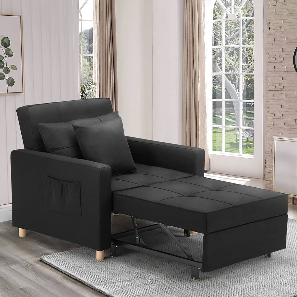 Esright 40 Inch Sleeper Chair Bed 3-in-1 Convertible Futon Chair Multi-Functional Sofa Bed Adjust... | Amazon (US)