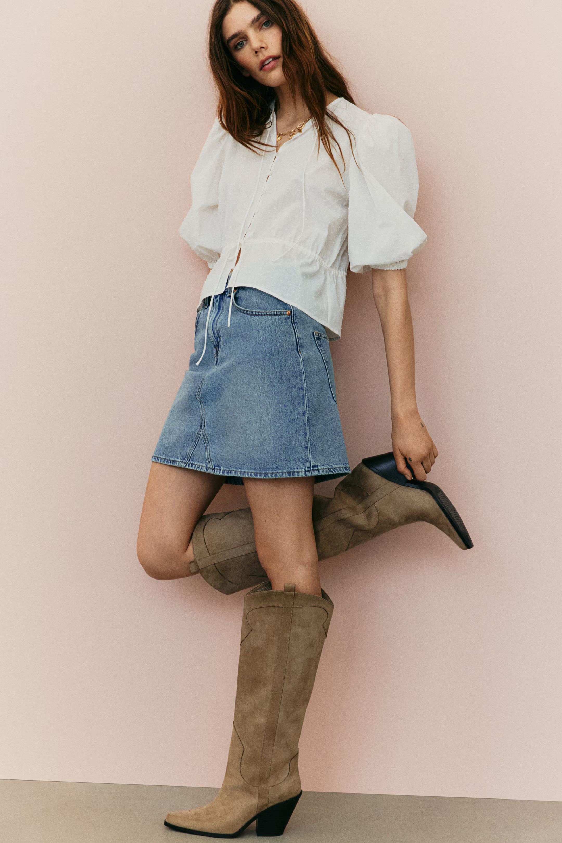 Puff-Sleeved Cotton Blouse - Cream - Ladies | H&M US | H&M (US + CA)