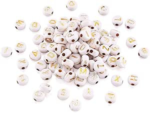 Cheriswelry 1000pcs 7mm White Gold Acrylic Letter Alphabet Beads Flat Round Disc Coin Pony Beads ... | Amazon (CA)