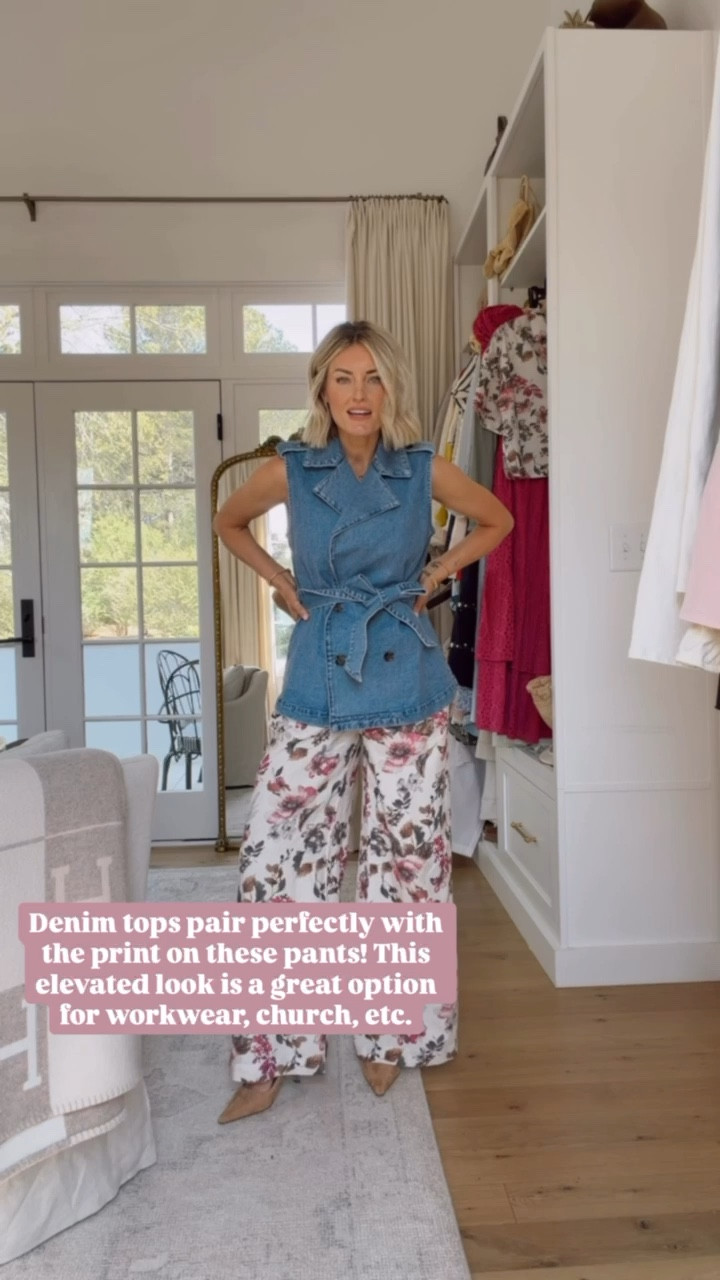 Love how this denim top pairs with these floral pants! Such a cute, elevated look for spring! Wearing XS.

Loverly Grey, Ann Taylor, Cleobella, denim top outfit, floral pants outfit, spring fashion, spring outfit ideas 

#LTKSeasonal #LTKootd