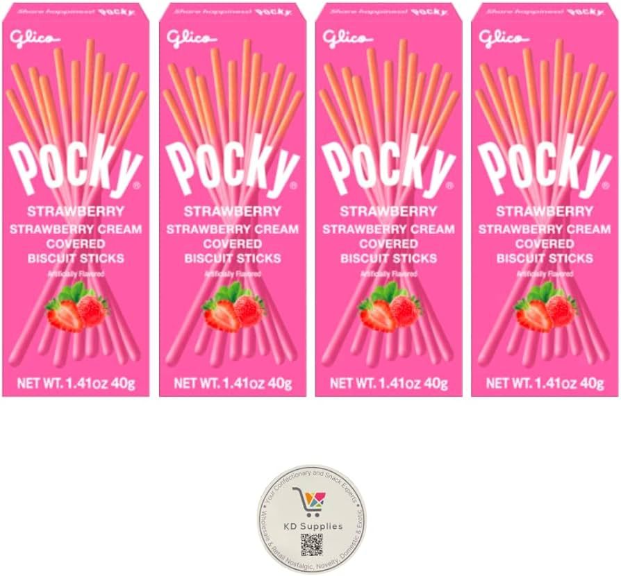Pocky Biscuit Stick 1.41oz (Pack of 4) (Strawberry Cream) | Amazon (US)