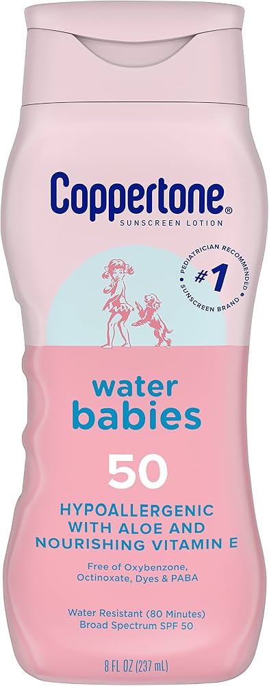 Coppertone WaterBabies SPF 50 Baby Sunscreen Lotion, Water Resistant Sunscreen for Babies, 8 Fl O... | Amazon (US)