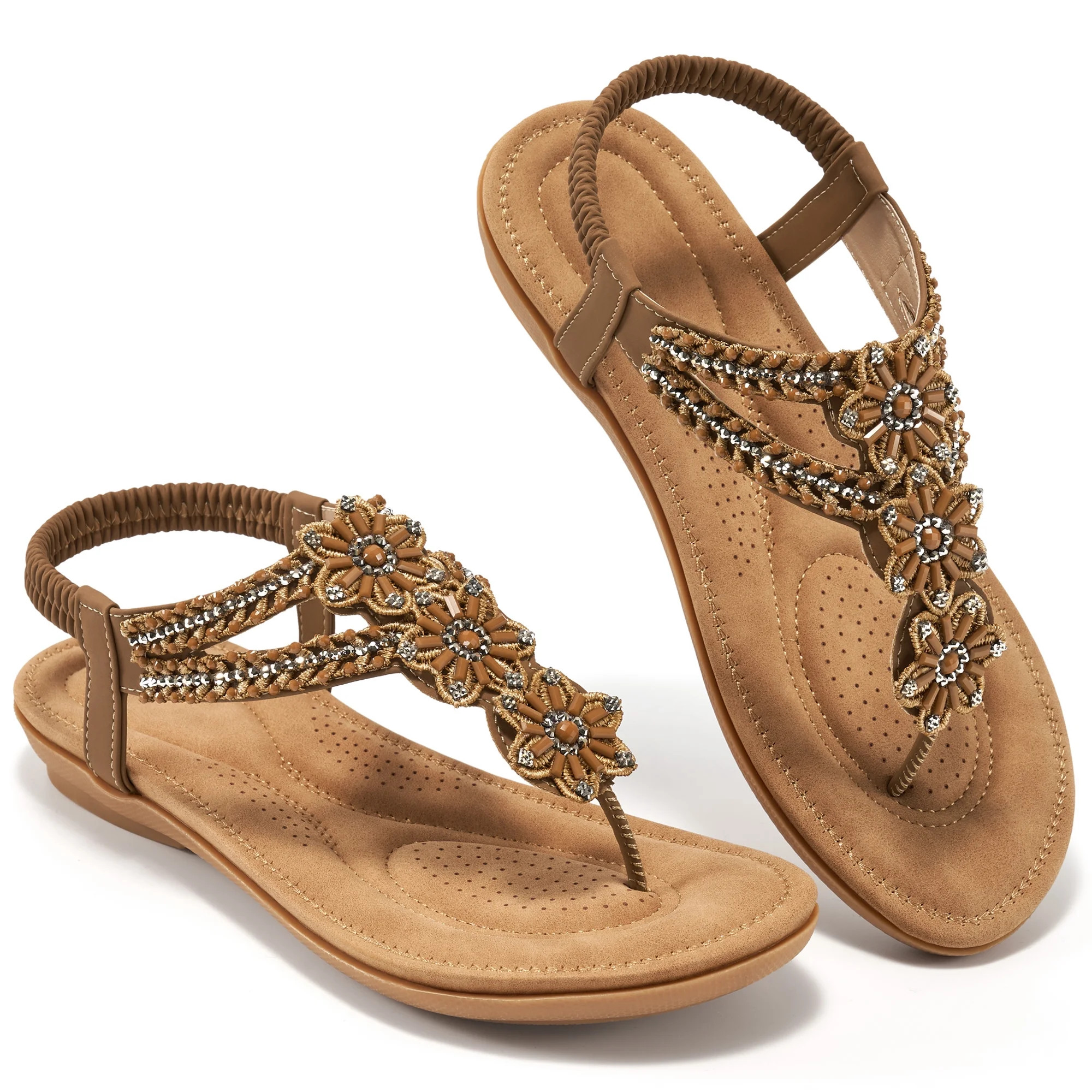 Ablanczoom Womens Sandals: Comfortable Flat Sandals Women Flip Flops Elastic Ankle Strap Dresses ... | Walmart (US)