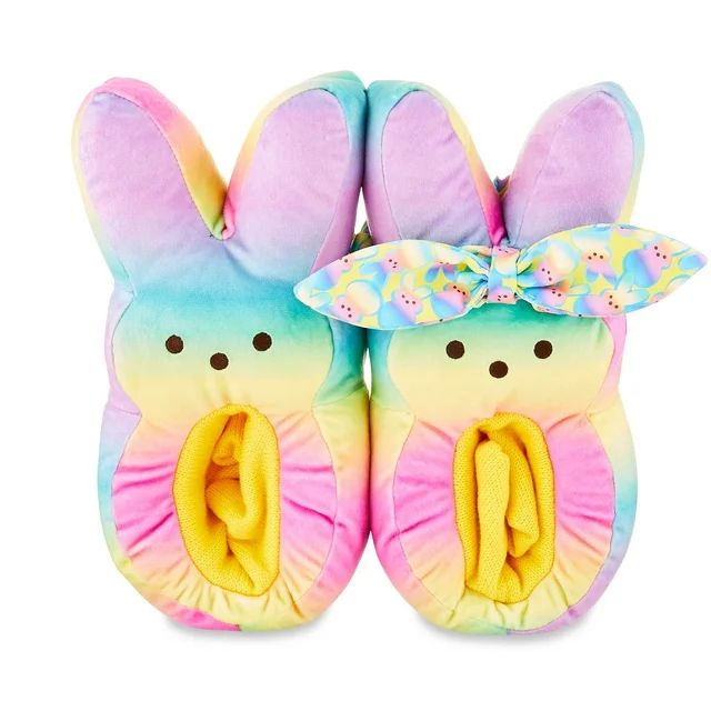 Kids Easter Peeps Plush Bunny Rainbow Slippers (One Size Fits Most) | Walmart (US)