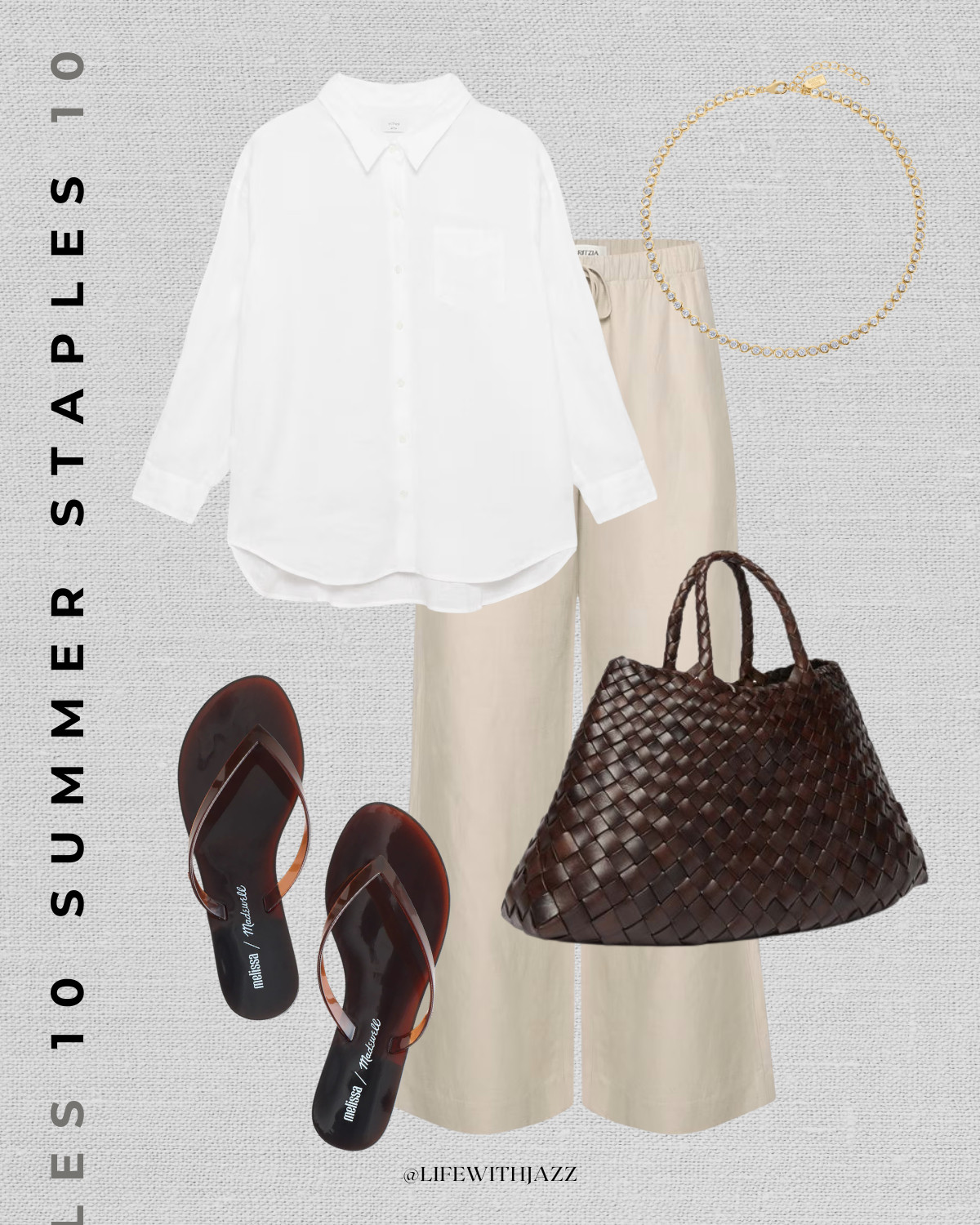 elevated summer outfit 

relaxed button up shirt / beige linen pants / jelly flip flops / woven tote bag

#LTKootd