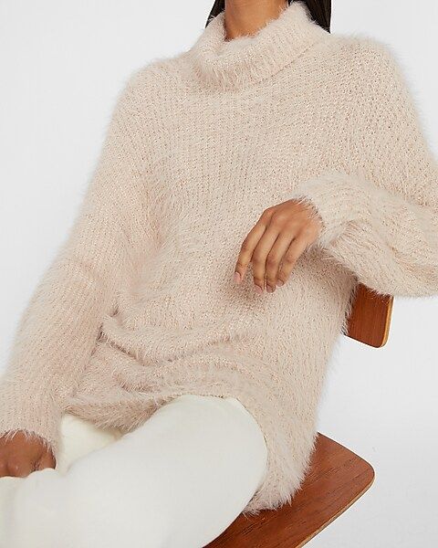 Fuzzy Faux Fur Cowl Neck Sweater | Express
