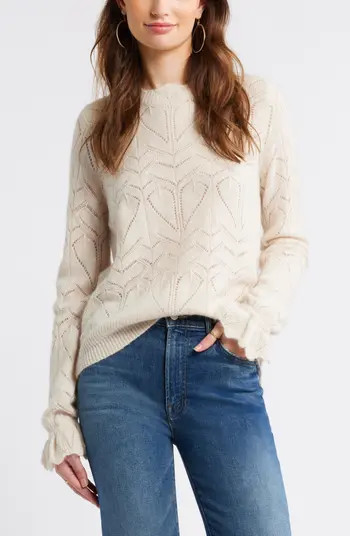 Pointelle Scallop Neck Sweater | Nordstrom