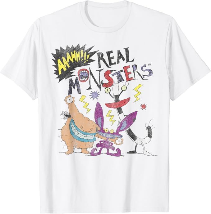 Aaahh!!! Real Monsters Friends Spooky Scary Retro Group Shot T-Shirt | Amazon (US)