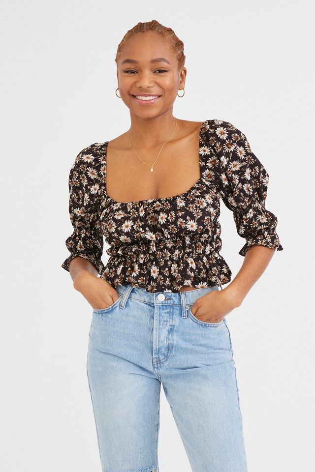 UO Kate Smocked Ruffle Blouse | Urban Outfitters (US and RoW)