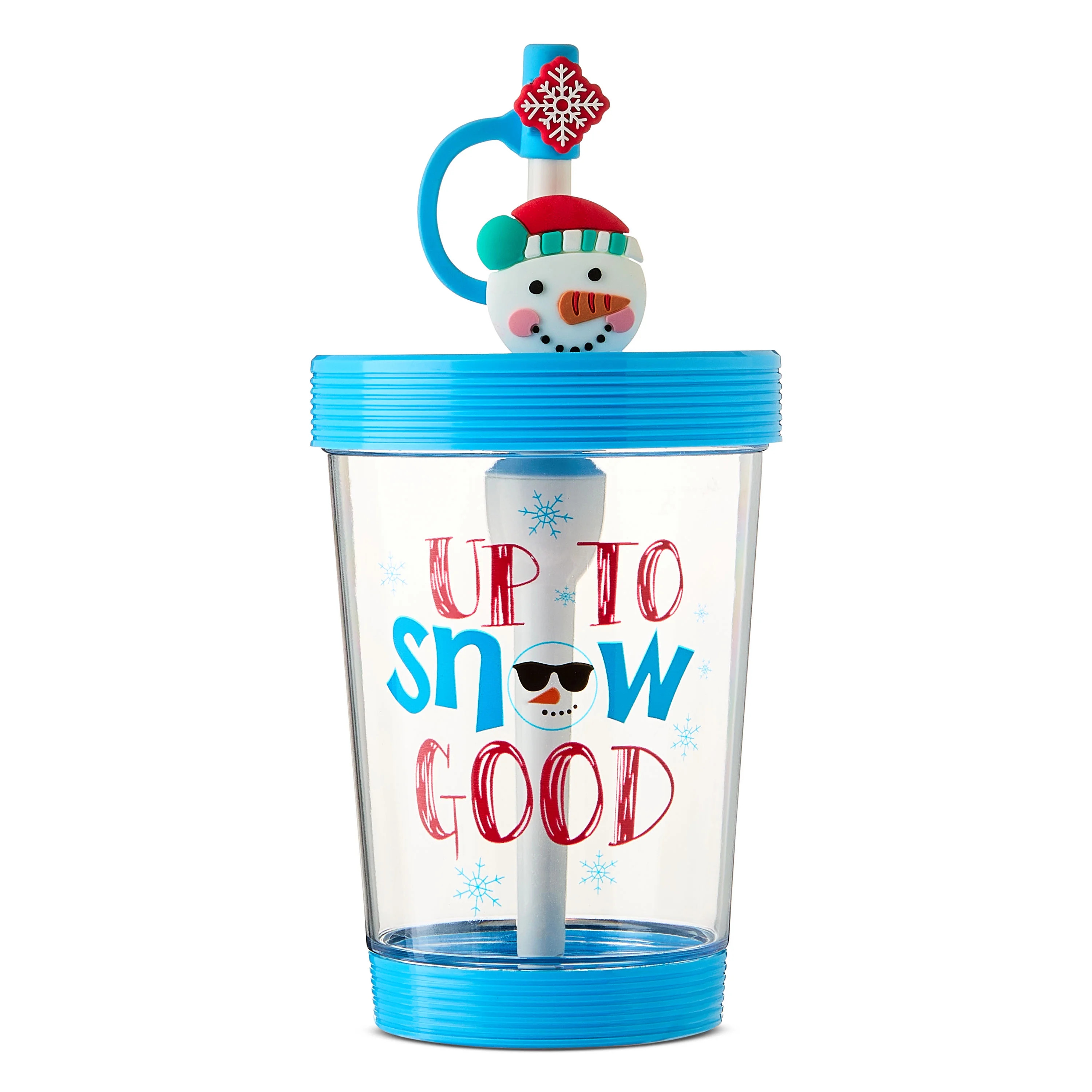 Blue Up to Snow Good Snowman Christmas Tumbler with Straw and Lid, 18 oz, by Holiday Time | Walmart (US)